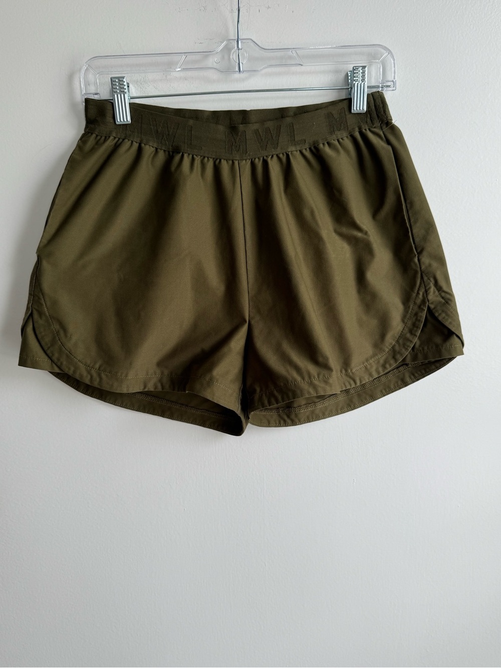 Madewell Olive Green Structured Shorts Elastic Waist Minimal Utility Sz S